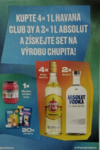 Promo set 4x Havana Club 3 let 37,5% 1L + 2x Absolut vodka 40% 1L + 1x Opies koktejlov ten + 20
