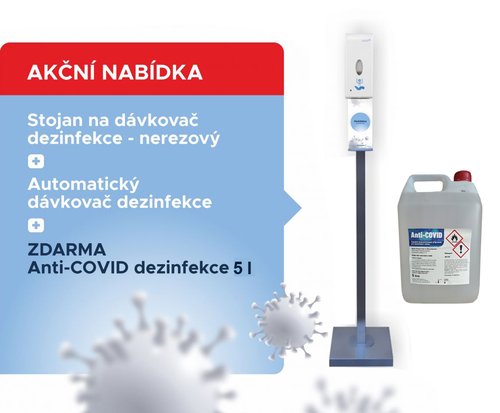 AKN SET: automatick dvkova dezinfekce, nerezov stojan + zdarma Anti-COVID 5 l